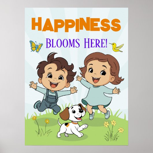 Glück Inspiration Zitat Niedlich Cartoon Kinderzim Poster (Vorne)