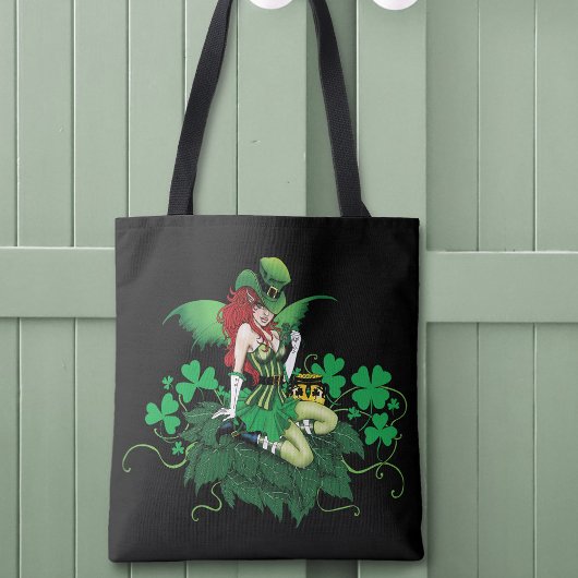 Glück Iris Grün Fee Rotes Haar Kleeblatt Tasche