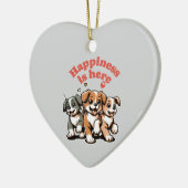 Glück ist da | Hund Lover | Niedliche Welpe Keramik Ornament (Links)