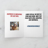 Glück ist das Entpacken neuer Zuhause Glückwünsche Karte (Innenseite)