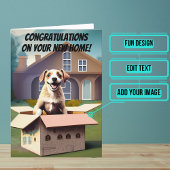 Glück ist das Entpacken neuer Zuhause Glückwünsche Karte