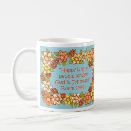 Glück ist das Volk Gott ist Jehovah Scripture Tass Kaffeetasse (Links)