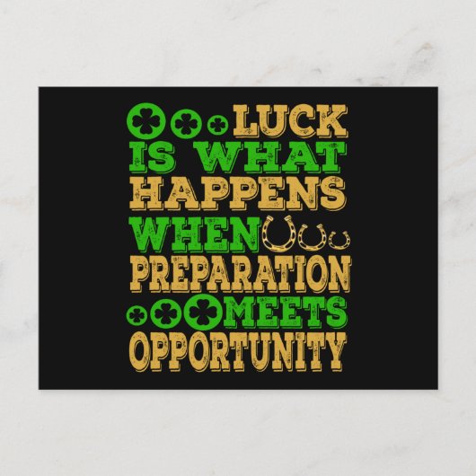 Glück ist das, was passiert, wenn die Vorbereitung Postkarte (Vorderseite)