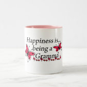 Glück ist ein Gramma SCHMETTERLING Zweifarbige Tasse (Mittel)