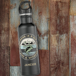 Glück ist ein großer Fisch und ein Zeuge Edelstahlflasche