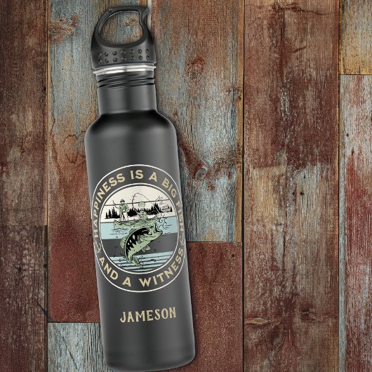 Glück ist ein großer Fisch und ein Zeuge Edelstahlflasche