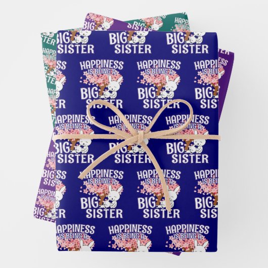 Glück ist ein großer Schwesterchen - Bunny Geschenkpapier Set (Beispiel)