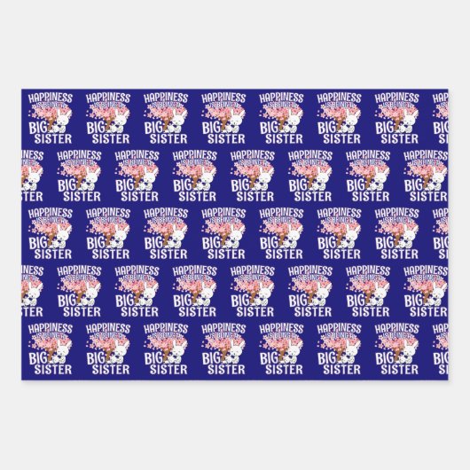 Glück ist ein großer Schwesterchen - Bunny Geschenkpapier Set (Vorderseite)