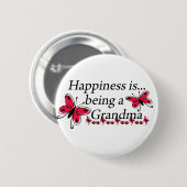 Glück ist ein Großmutter SCHMETTERLING Button (Vorne & Hinten)