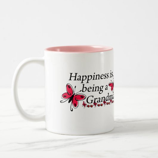 Glück ist ein Großmutter SCHMETTERLING Zweifarbige Tasse (Links)