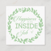 Glück ist ein grüner Kranz im Inneren eines Arbeit Quadratische Visitenkarte (Vorderseite)