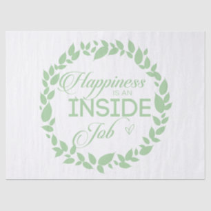 Glück ist ein grüner Kranz im Inneren eines Arbeit Seidenpapier