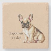 Glück ist ein Hund Steinuntersetzer (Vorderseite)