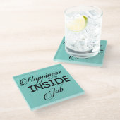 Glück ist ein innerer Job Glasuntersetzer (Schrägansicht)