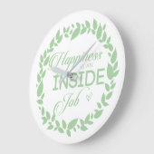 Glück ist ein innerer Job grüner Kranz großen Clo Große Wanduhr (Winkel)