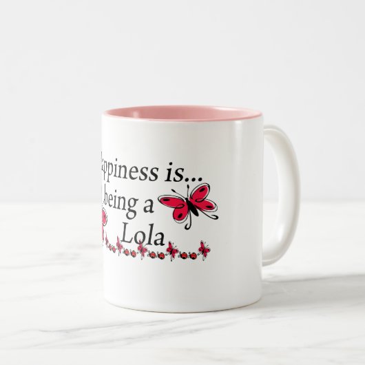 Glück ist ein Lola SCHMETTERLING Zweifarbige Tasse (VorderseiteRechts)