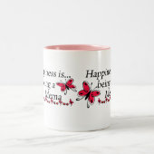 Glück ist ein Mema SCHMETTERLING Zweifarbige Tasse (Mittel)