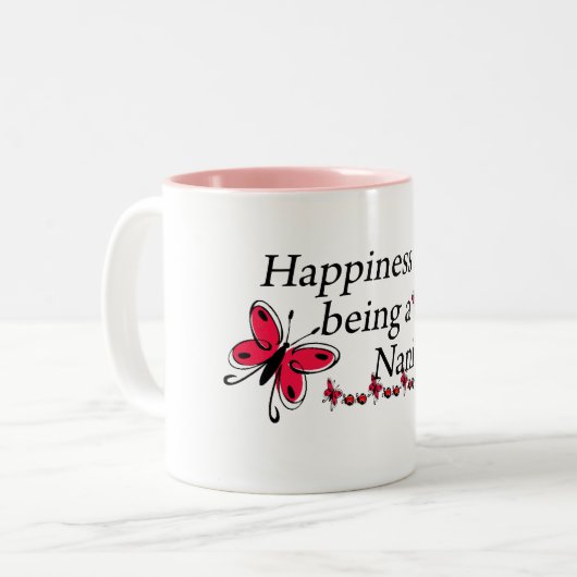 Glück ist ein Nani-BÜTTERFLICH Zweifarbige Tasse (Vorderseite Links)