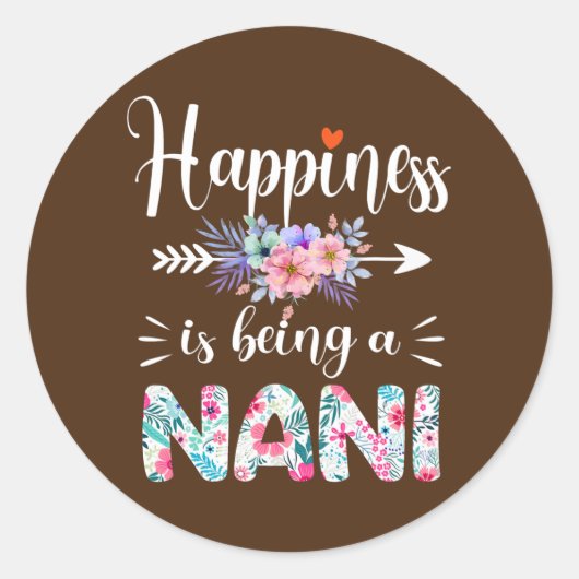 Glück ist ein nani je Frauen Blumendekor Runder Aufkleber (Vorderseite)