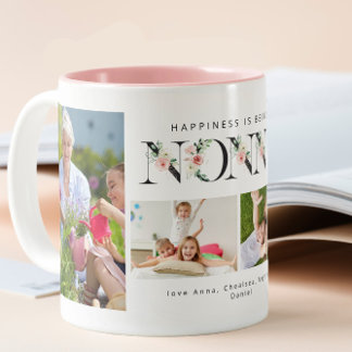 Glück ist ein Nonna Blush Floral 4 Foto Zweifarbige Tasse