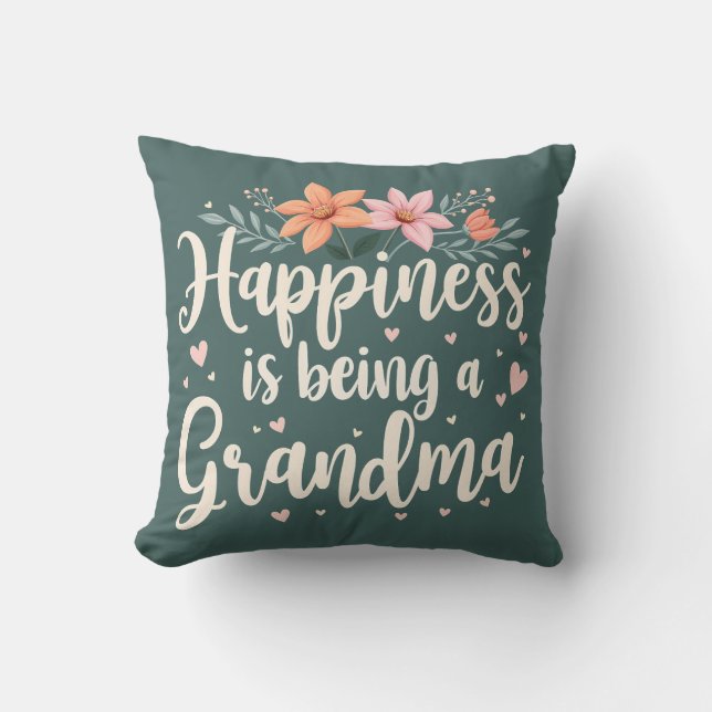 Glück ist ein Oma-Floral-Kern Kissen (Vorderseite)