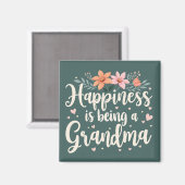 Glück ist ein Oma-Floral-Kern Magnet (Vorderseite/Rückseite)