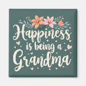 Glück ist ein Oma-Floral-Kern Magnet (Vorne)