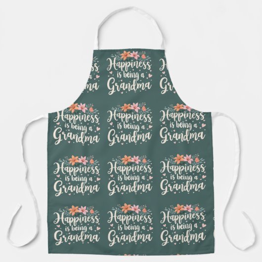 Glück ist ein Oma-Floral-Kern Schürze (Vorderseite)