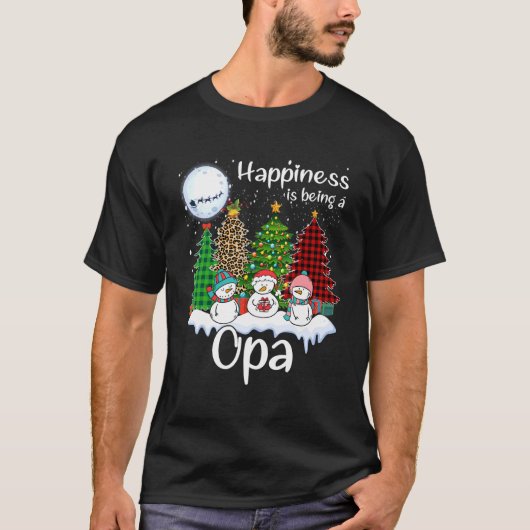 Glück ist ein Opa Weihnachtsbaum Leopard Pl T-Shirt (Vorderseite)