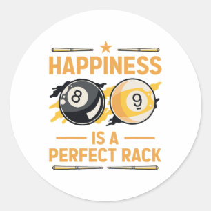 Glück ist ein perfektes Rack Billard Spiel Lover B Runder Aufkleber