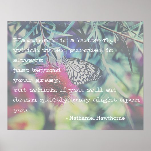 Glück ist ein Schmetterling - Inspirierend Zitat Poster (Vorne)