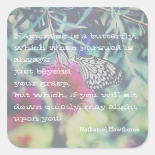 Glück ist ein Schmetterling - Inspirierend Zitat Quadratischer Aufkleber