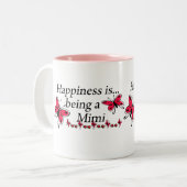 Glück ist ein SCHMETTERLING Mimi Zweifarbige Tasse (Vorderseite Links)