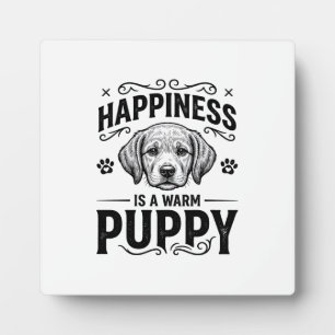 Glück Ist Ein Warmer Welpe Vintage Hund-Shirt Desi Fotoplatte