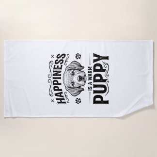 Glück Ist Ein Warmer Welpe Vintage Hund-Shirt Desi Strandtuch