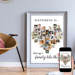 Glück ist eine Familie wie dieses Herz gestylte Co Poster<br><div class="desc">Erstellen Sie Ihr eigenes personalisiertes Poster mit 36 Ihrer Lieblings-Fotos und Ihren Familiennamen(en). Die Fotovorlage ist ein Set, um eine Foto-Collage in Form einer Liebe-Herz zu erstellen und Ihre Bilder in einer Mischung aus Portrait, Landschaft und quadratischen instragramm Formaten anzuzeigen. Das Design hat einen weißen Hintergrund und elegante handgeschriebene Skripttypografie....</div>