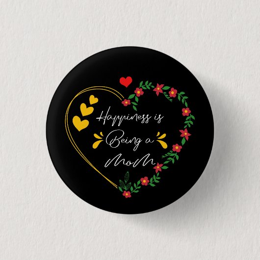 Glück ist eine Mama Funny Mütters Day Junge Mutter Button (Vorderseite)