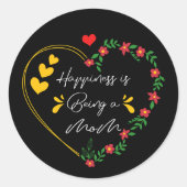 Glück ist eine Mama Funny Mütters Day Junge Mutter Runder Aufkleber (Vorderseite)