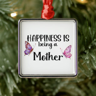 Glück ist, eine Mutter-Schmetterlings-Mutter-Gesch Ornament Aus Metall