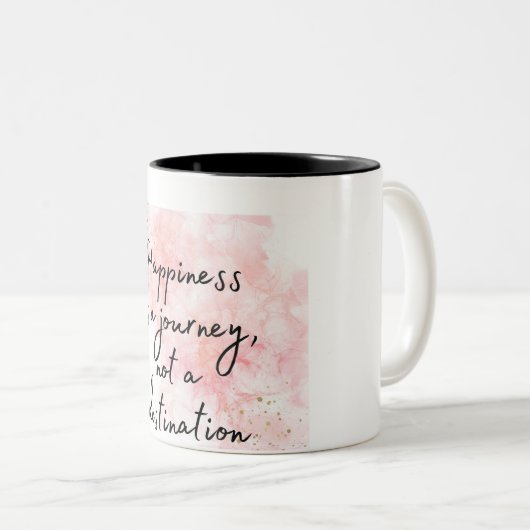 Glück ist eine Reise, kein Ziel Zweifarbige Tasse (VorderseiteRechts)
