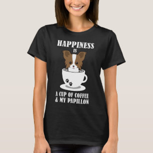 Glück ist eine Tasse Kaffee Papillon Hund T-Shirt