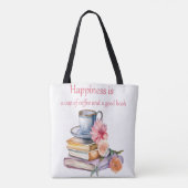 Glück ist eine Tasse Kaffee und ein gutes Buch Tasche (Rückseite)