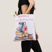 Glück ist eine Tasse Kaffee und ein gutes Buch Tasche (Von Nahem)