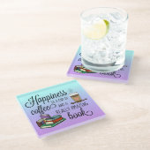 Glück ist eine Tasse Kaffee und ein Phantastisches Glasuntersetzer (Schrägansicht)