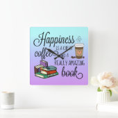 Glück ist eine Tasse Kaffee und ein Phantastisches Quadratische Wanduhr (Zuhause)