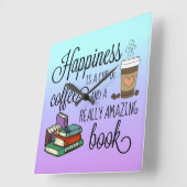 Glück ist eine Tasse Kaffee und ein Phantastisches Quadratische Wanduhr (Winkel)