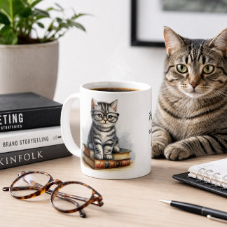 Glück ist eine warme Katze und ein gutes Buch Süße Kaffeetasse