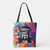 Glück ist eine warmer Mops-bunte Pyramide Tasche (Rückseite)