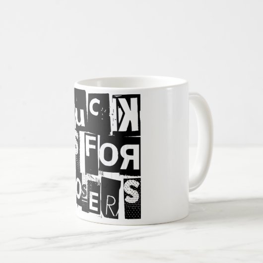 Glück ist für Verlierer Funny Zitat schwarze Typog Kaffeetasse (VorderseiteRechts)