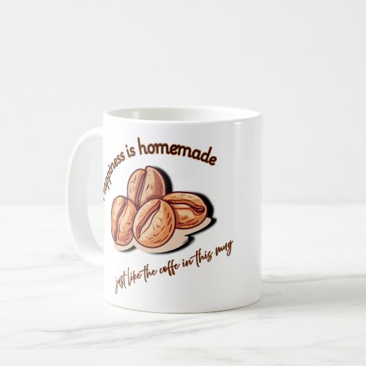 Glück ist hausgemacht wie Kaffee in dieser Tasse (Vorderseite Links)